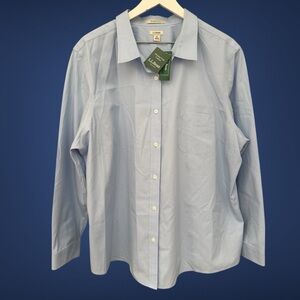 NWT L.L. Bean Oxford Wrinkle Free Washed Periwinkle Long Sleeve Shirt Women’s 3X